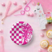 Cheques en Swirls in Magenta en Wit Papieren Kommen (Feest)