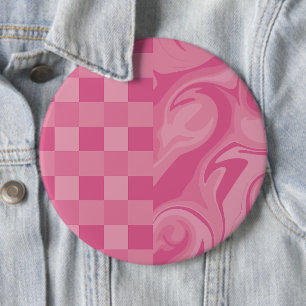 Cheques en Swirls - Roze Ronde Button 6,0 Cm