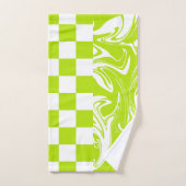 Chèques et permules en vert et blanc de chaux (Serviette à main)