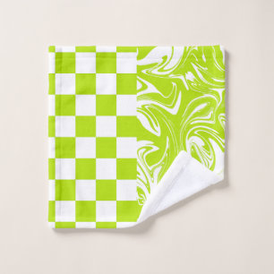 Chèques et permules en vert et blanc de chaux