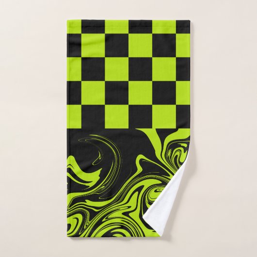 Chèques et permules - Lime vert et noir (Serviette à main)