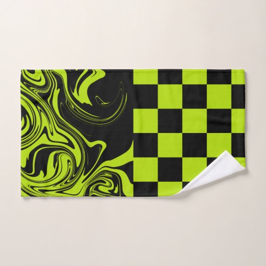 Chèques et permules - Lime vert et noir (Serviette à main)