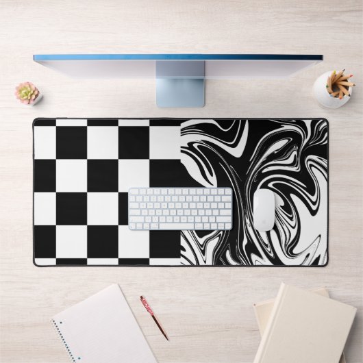 Chèques et tourbillons - Noir et Blanc (Bureau 1)