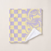 Chèques et tourbillons - Pastel Jaune et Violet (Gant de toilette)