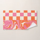 Chèques et tourbillons - rose, orange et crème (Serviette à main)