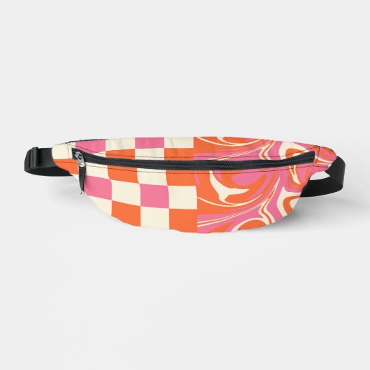 Chèques et tourbillons - rose, orange et crème (Recto)