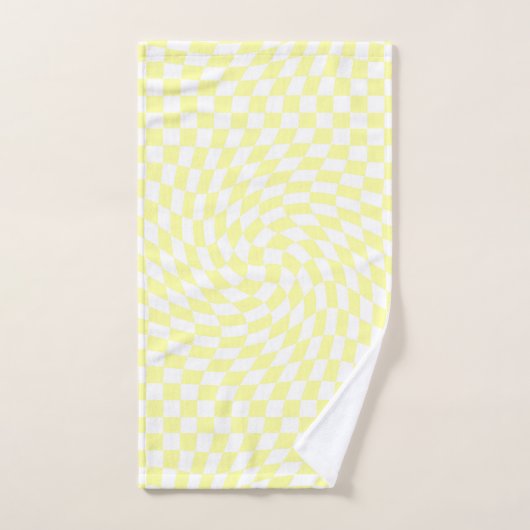 Chèques jaune clair et blanc À damiers Motif (Serviette à main)