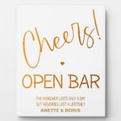 Cheques Open bar sign Gold Tabletop Plaque Fotoplaat (Voorkant)