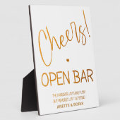 Cheques Open bar sign Gold Tabletop Plaque Fotoplaat (Zijkant)