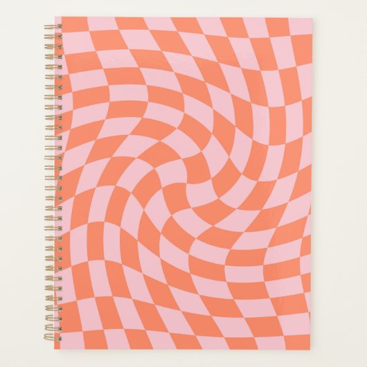 Chèques Retro Pastel Peach Checks Warped Checkerbo (Devant)