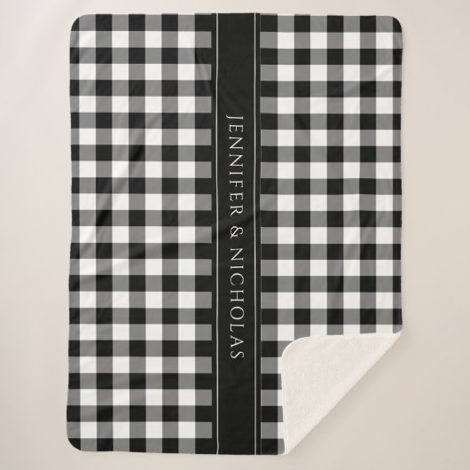 Chèques Rustiques Noir Et Blanc Plaid Nom (Devant)