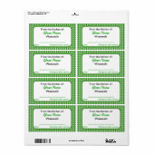Chèques verts Étiquettes en pot à canne personnali (Feuille entière)