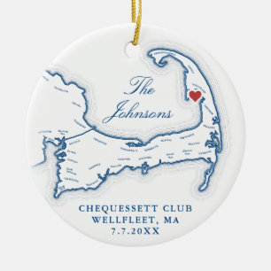 Chequessett Club Trouwfoto Eerste Kerstmis Keramisch Ornament