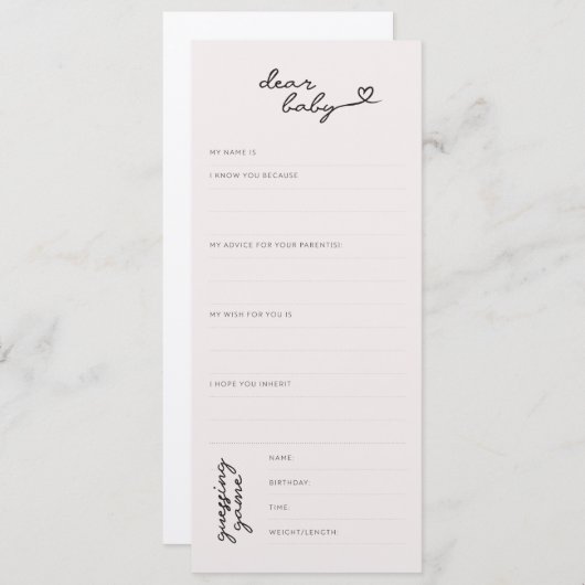 Cher bébé — Baby showers désirés + carte de prédic (Devant / Derrière)