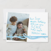 "Cher Jésus" Bleu Crayon note photo Carte de Noël (Devant)