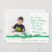 Cher Jésus Green Crayon note photo Carte de Noël (Devant)