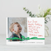 "Cher Jésus" Red Crayon note Photo Carte de Noël (Debout devant)