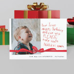 "Cher Jésus" Red Crayon note Photo Carte de Noël<br><div class="desc">Capturez la magie de Noël à travers les yeux d'un enfant avec la "Chère Carte de Noël Photo Jésus". Cette carte chaleureuse comporte une photo de votre enfant anxieux qui attend avec impatience l'arrivée de Noël, accompagnée d'une note manuscrite en crayon adressée à Jésus. Le voeu d'anniversaire de l'enfant pour...</div>