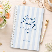 Cher Journal de deuil de fille à rayures bleues
