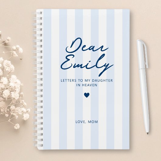 Cher Journal de deuil de fille à rayures bleues
