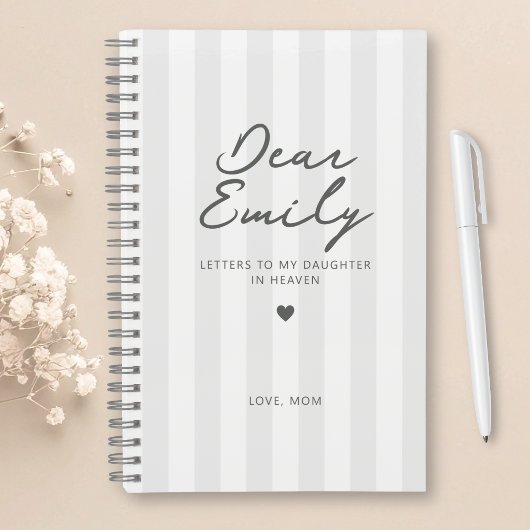 Cher Journal de deuil de fille en rayure grise