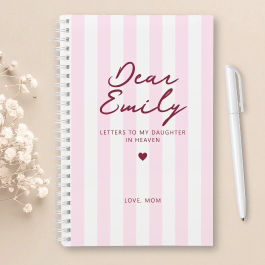Cher Journal de deuil de fille en rayure rose