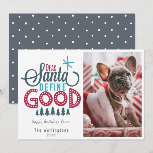 Cher Père Noël Définir une bonne carte de vacances (Devant / Derrière)
