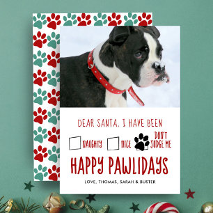 Cher Père Noël Joyeux Pawlidays Carte de Vœux Phot