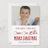 Cher Père Noël Naughty Nice Carte photo de vacance (Devant)