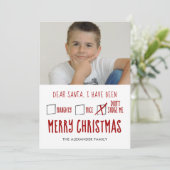 Cher Père Noël Naughty Nice Carte photo de vacance (Debout devant)