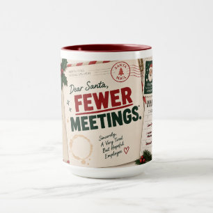 Cher Père Noël Tasse 15 oz Moins de réunions Noël
