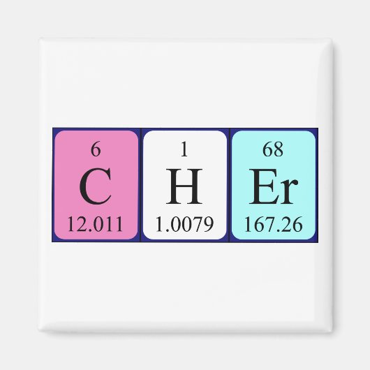 Cher periodiek table name magnet magneet (Voorkant)