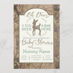 Cher petit baby shower de cerfs invitation en camo