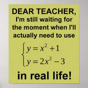 Cher professeur Affiche de maths drôles de la vrai