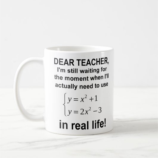 Cher professeur, les maths de la vraie vie, mug dr (Gauche)