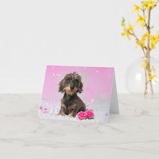 Cher Teckel Carte (Fleur jaune)