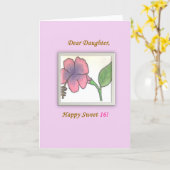 Chère fille, Bonne douce 16, carte (Fleur jaune)