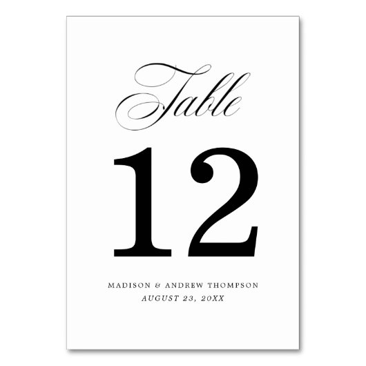 Chéri | Cartes de Numéro de Table de Mariage (Par défaut)