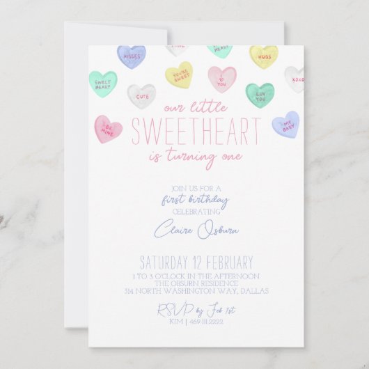 Chérie Saint Valentin 1er anniversaire Invitation (Devant)