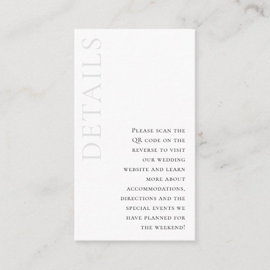 Cherise Elegant Simple QR Code Weddenschap Details Informatiekaartje (Voorkant)