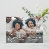 Cherish each Moment Script Photo Merry Kerstmis Kaart (Staand voorkant)