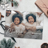 Cherish each Moment Script Photo Merry Kerstmis Kaart