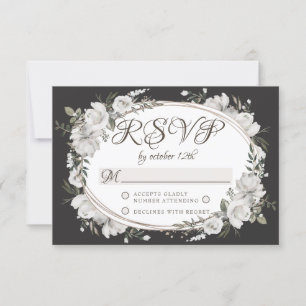 Cherish Ovaal Bloemen Bruiloft RSVP Reactie Kaartje