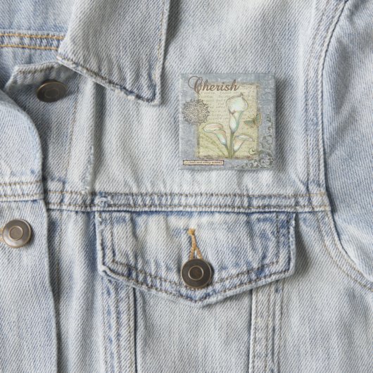 Cherish Vierkante Button 5,1 Cm (In situ)