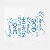 Cherish What matter Blauwgroen Fleece Deken (Voorkant (Horizontaal))