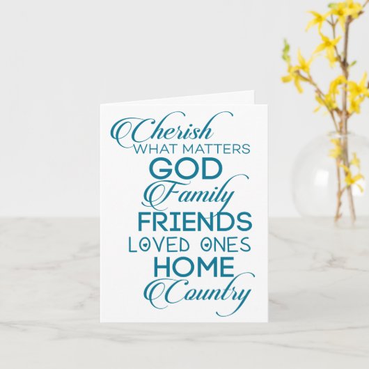 Cherish What matter Blauwgroen Kaart (Gele Bloem)