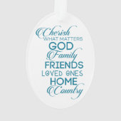 Cherish What matter Blauwgroen Ornament (achterkant)
