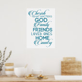 Cherish What matter Blauwgroen Poster (Keuken)