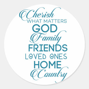 Cherish What matter Blauwgroen Ronde Sticker