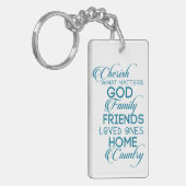 Cherish What matter Blauwgroen Sleutelhanger (Voorkant Links)
